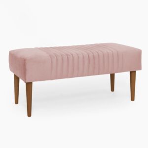 Banqueta Ribs en color Rosa Palo con patas en acabado Nogal