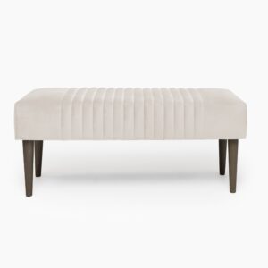 Banqueta Ribs en color Beige con patas en acabado Wengué, vista 2