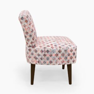 Butaca Etnic en color Rombos Rosa con patas en acabado Wengué, vista 2