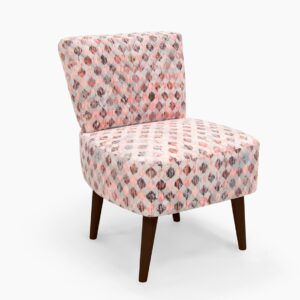 Butaca Etnic en color Rombos Rosa con patas en acabado Wengué, vista 4