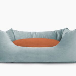 Cama para mascotas en color Agua con cojín Teja sin bordado