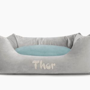 Cama para mascotas en color Gris con cojín Agua con bordado