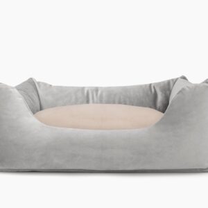 Cama para mascotas en color Gris con cojín Beige sin bordado