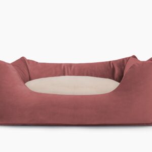 Cama para mascotas en color Vino con cojín Beige sin bordado